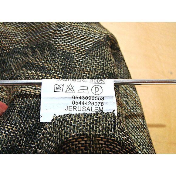 Large Jerusalem 100% Cashmere Scarf Shawl 68x27" Black Gold Fringe Ends Elegant - Picture 7 of 12